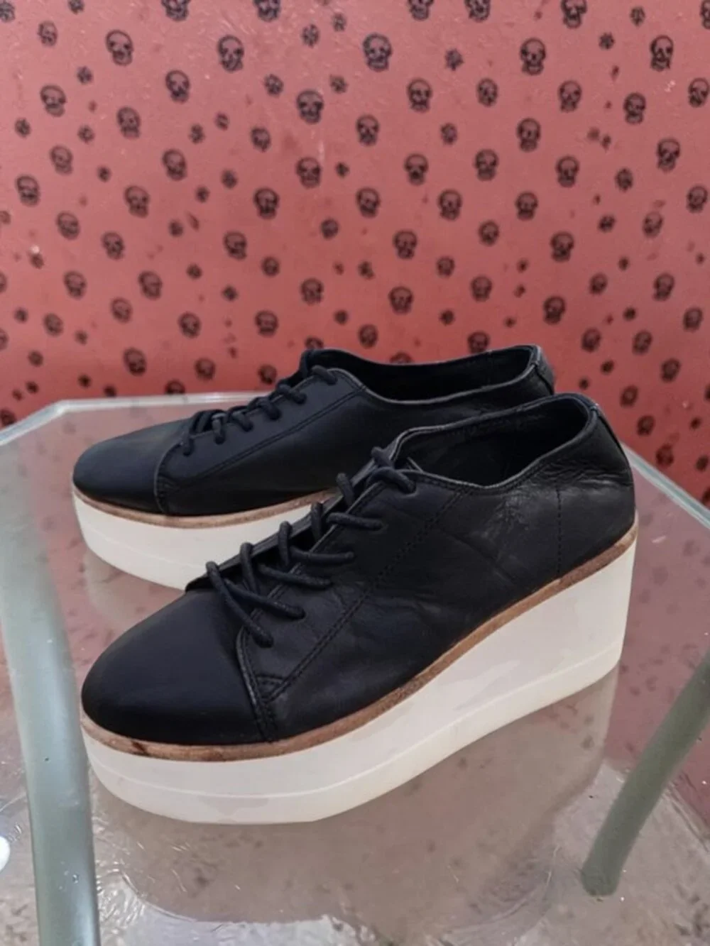 VINTAGE Y2K STEVE MADDEN Kimber Black Platforms 6 Leather Loafers Rave Goth Punk